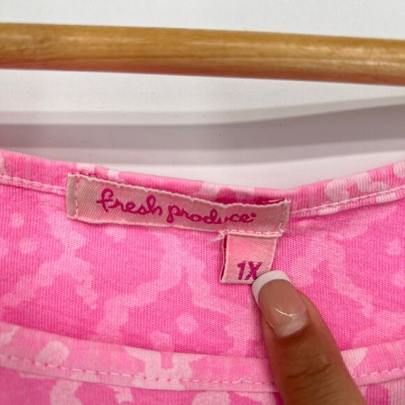 VTG Fresh Produce Midi Maxi Dress Pink Geometric  Women's 1X Made in the USA - Picture 3 of 5